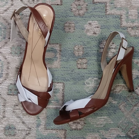 kate spade Shoes - Kate Spade Brown and White Heels